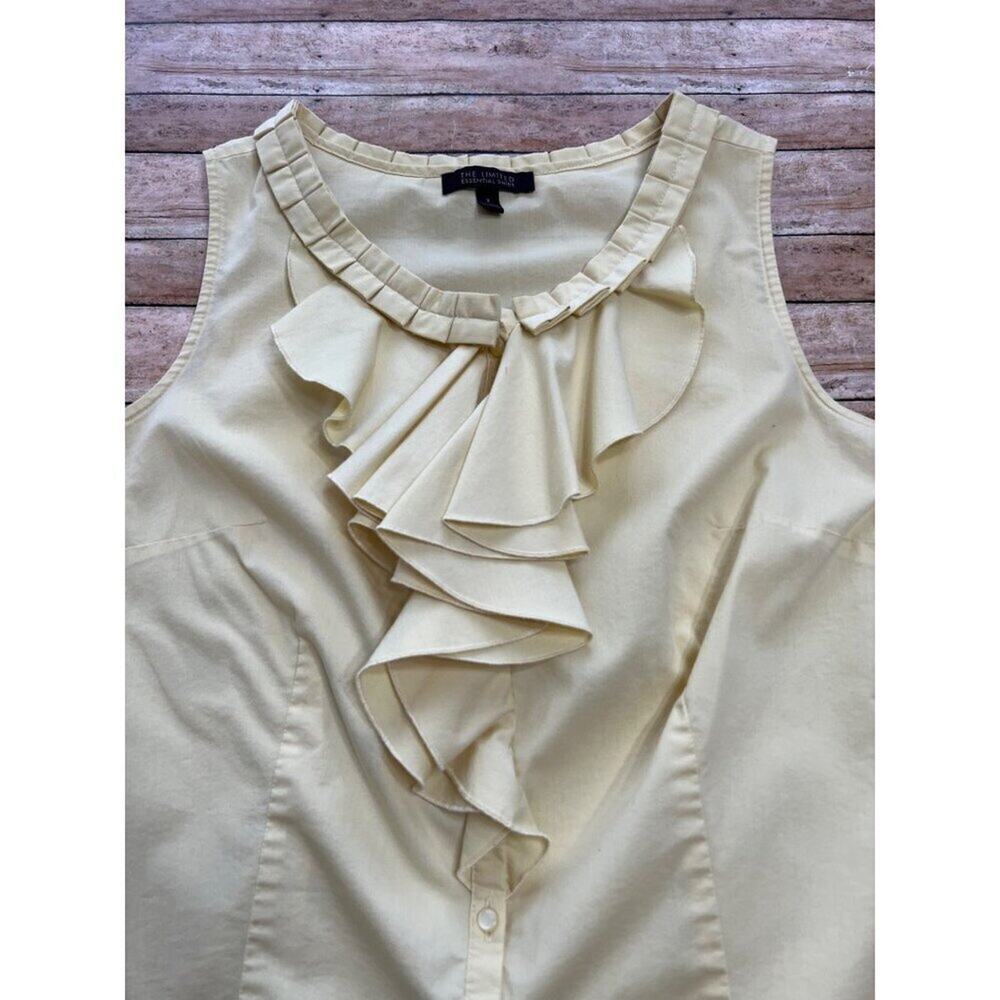 The Limited Yellow Ruffled Button Up Shirt Size Small - Picture 3 of 6